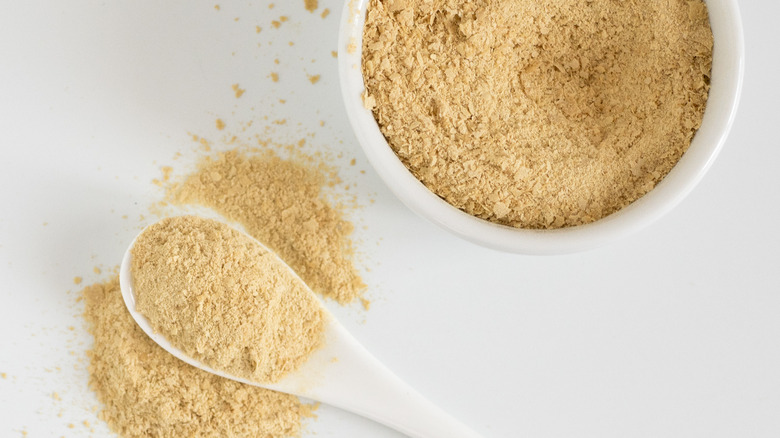 nutritional yeast on white surface