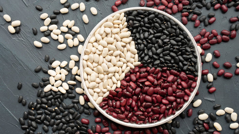 three types of beans in bowl