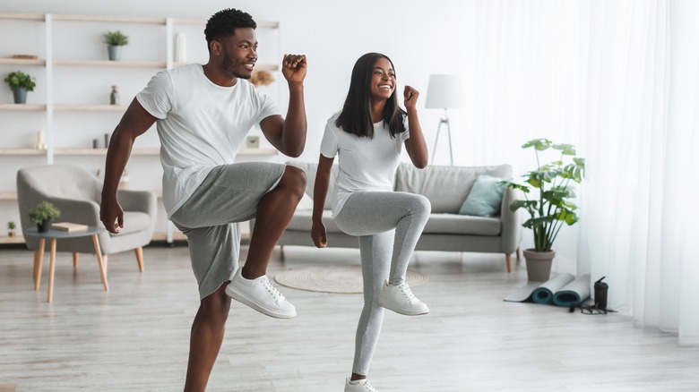 Father and daughter running