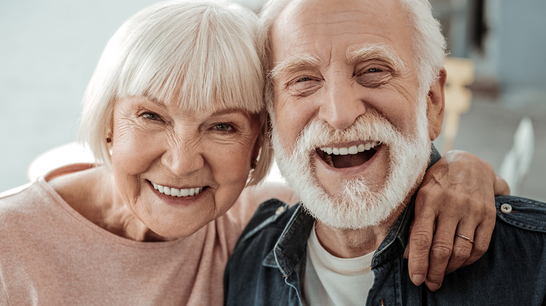 joyful elderly couple close-up shot