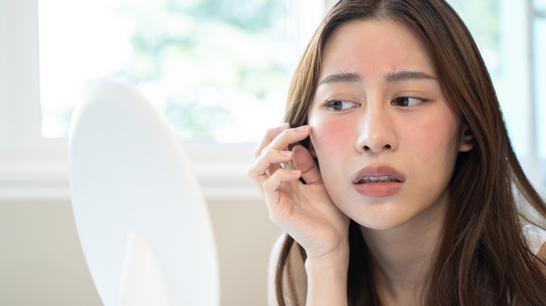 woman with eczema on face