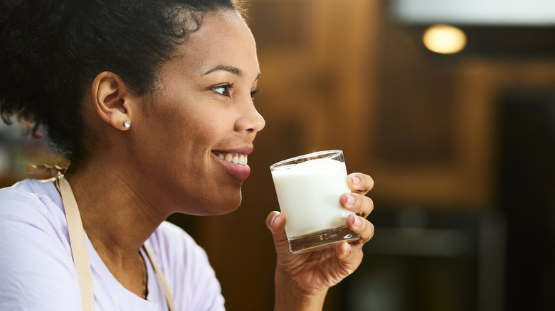 Woman drinking milk