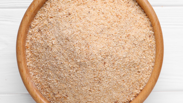 breadcrumbs in wooden bowl 