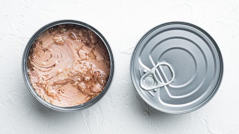 canned tuna opened and sealed