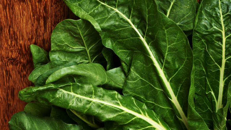 chard leaves on table