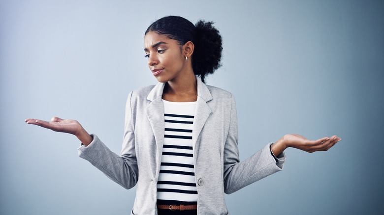 Woman weighing her options