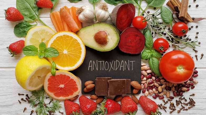top view of antioxidant-rich foods