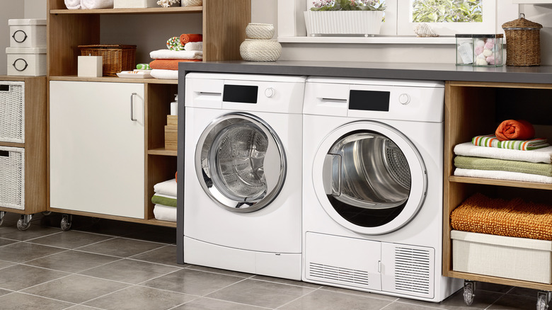 Clothes dryer by washing machine