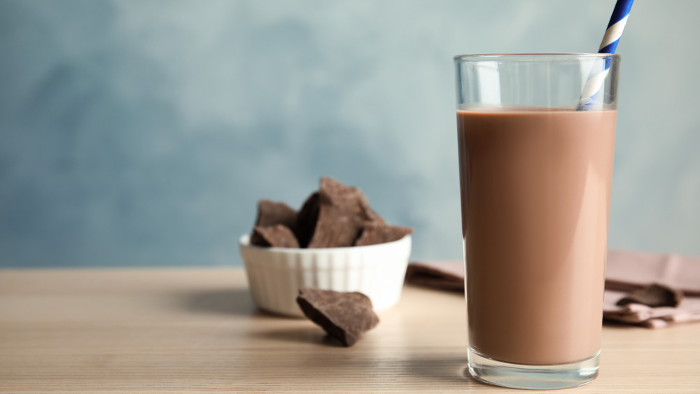 chocolate milk on table