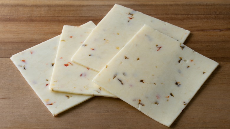 Spiced Monterey Jack cheese slices