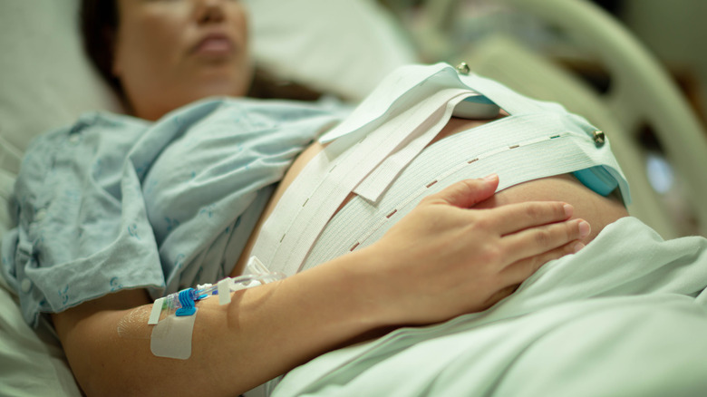 closeup shot of pregnant woman's tummy