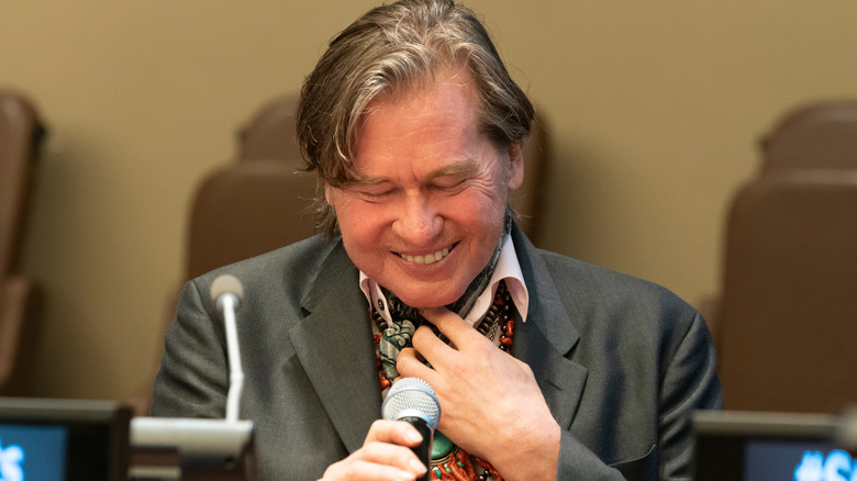 Val Kilmer speaking at an event at the headquarters of the United Nations
