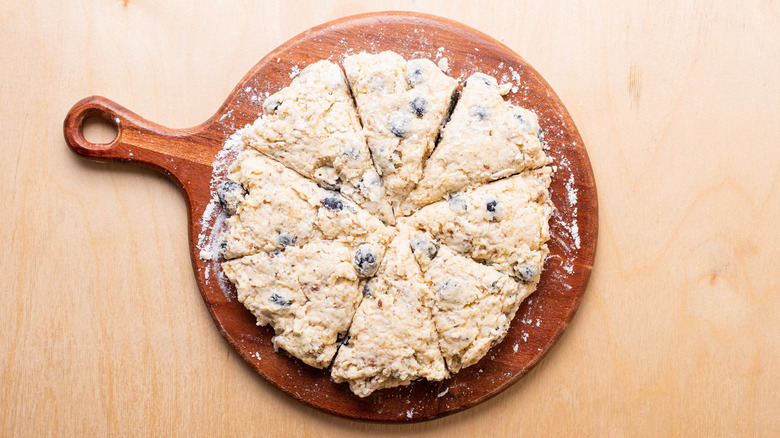 Scone dough on cutting board