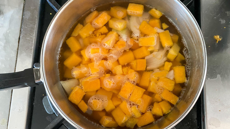 butternut squash and onions cooking