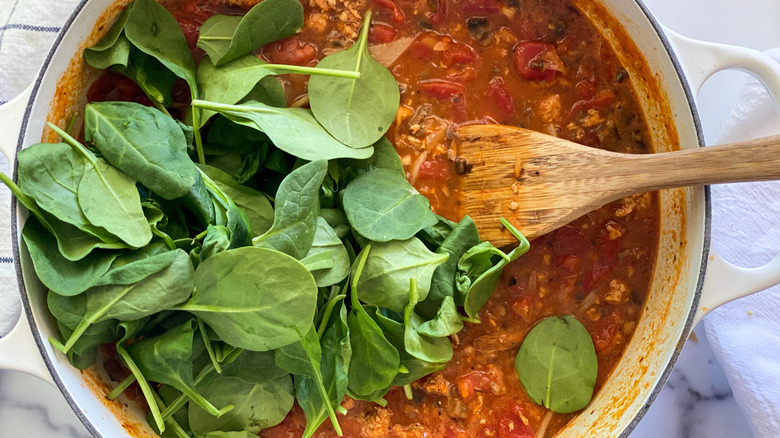 soup with greens added