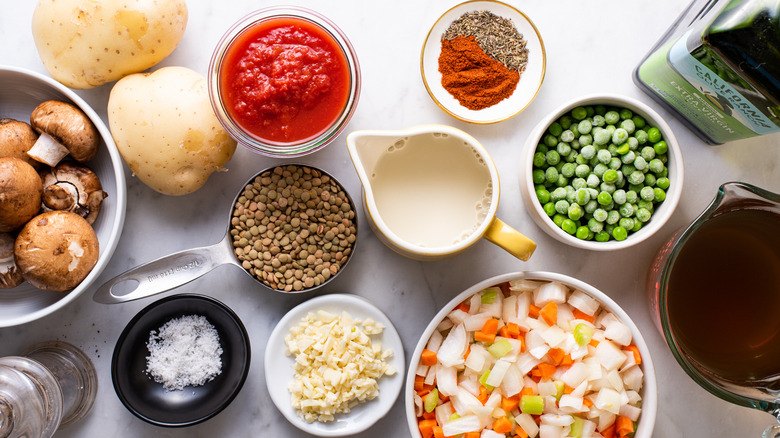 Ingredients for lentil shepherd's pie