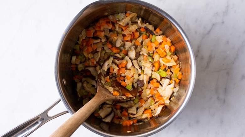 mirepoix cooking in pot