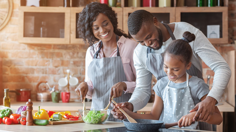 A family preparing dinner