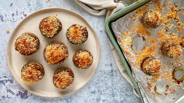 stuffed mushrooms on plate