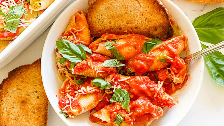 stuffed shells in bowl 