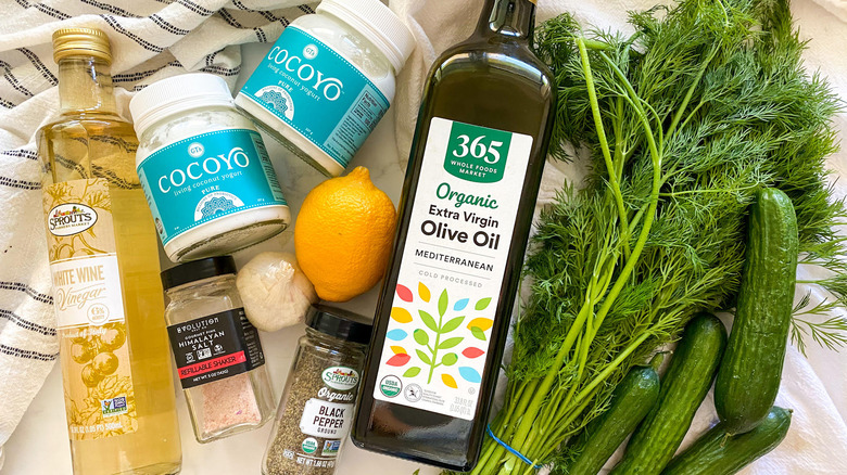 tzatziki ingredients on counter 