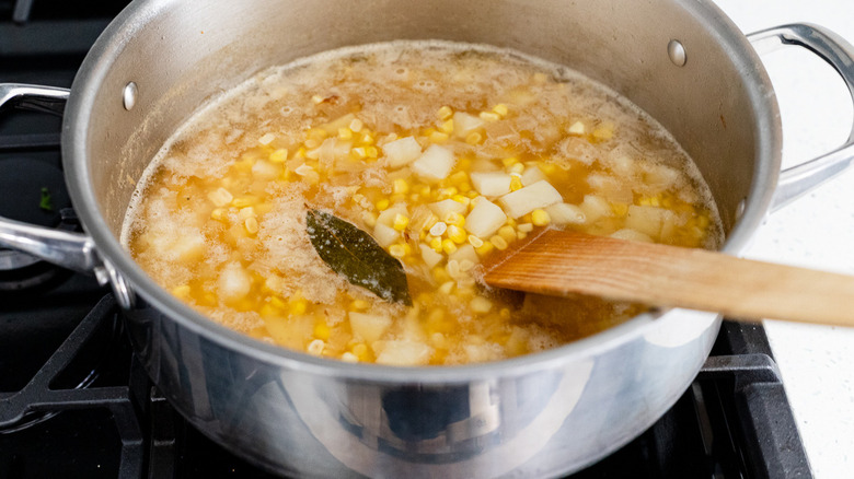 cooking the corn chowder