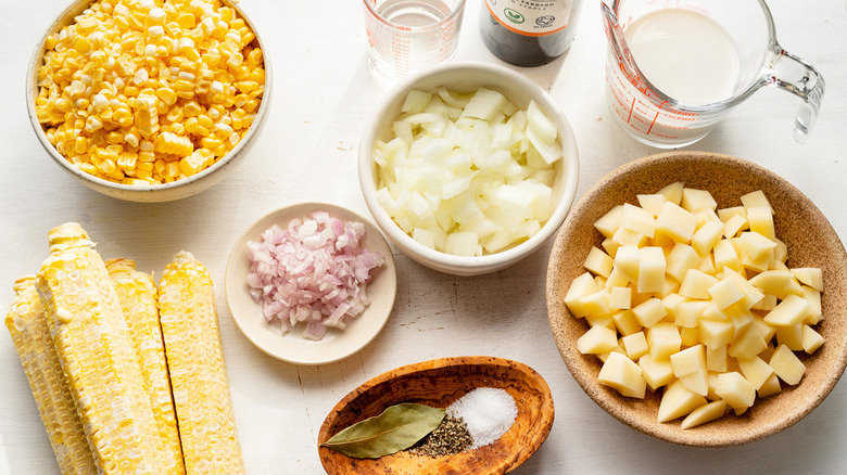 ingredients for vegetarian corn chowder