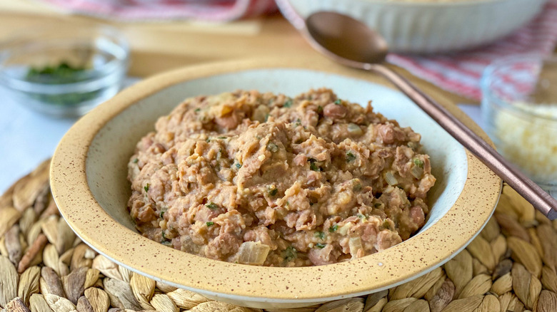 bowl of refried beans