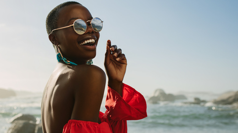 black woman at the beach