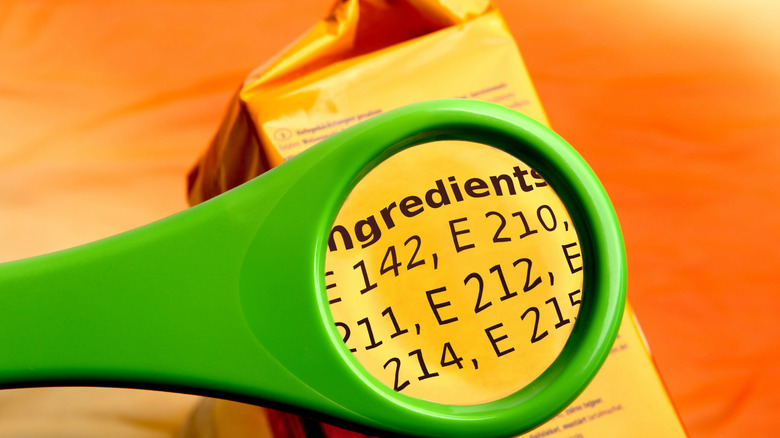 magnifying glass over nutritional label