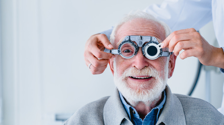 older man having eye test