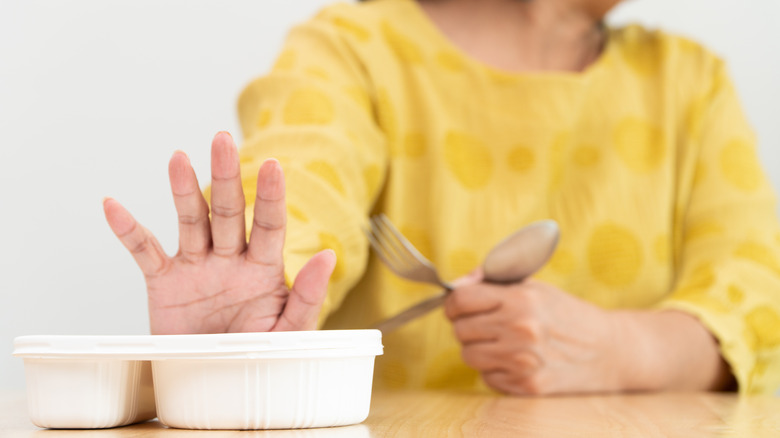 Woman refusing food