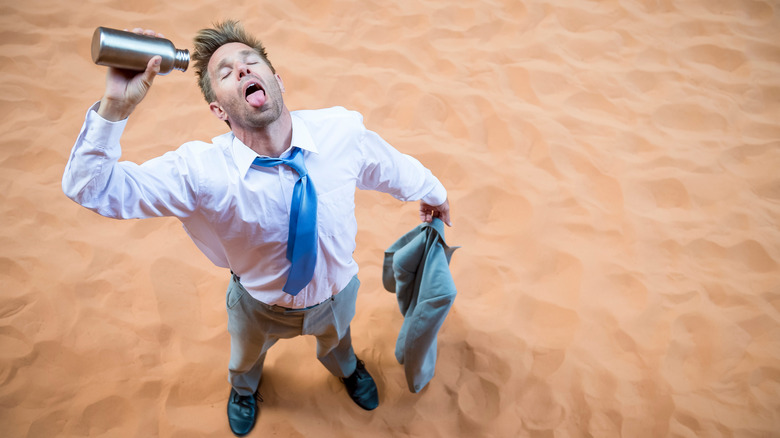 thirsty man in the desert