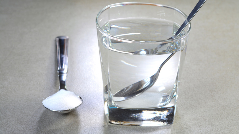 Salt and water for a salt-water mouth rinse