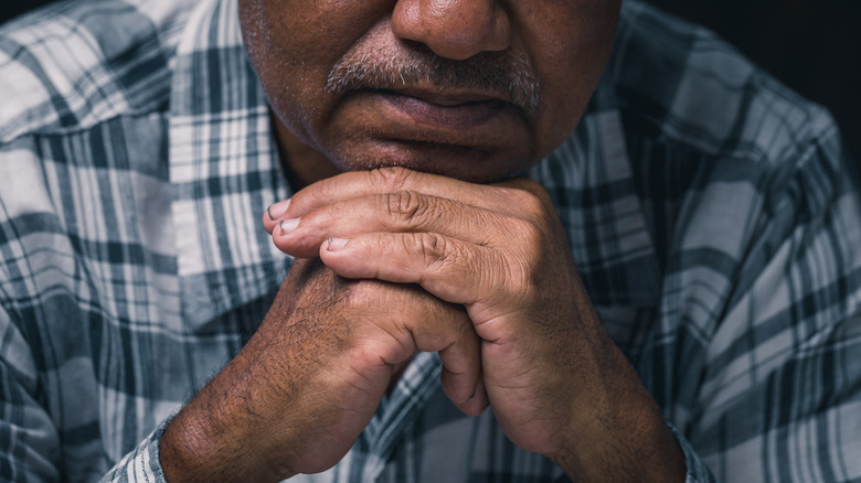 close-up shot of anxious man