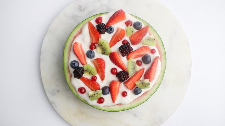 watermelon pizza with fruit