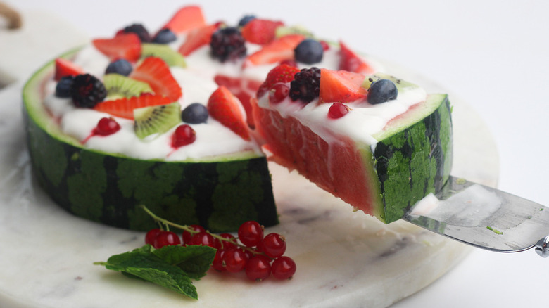 watermelon pizza slice on server