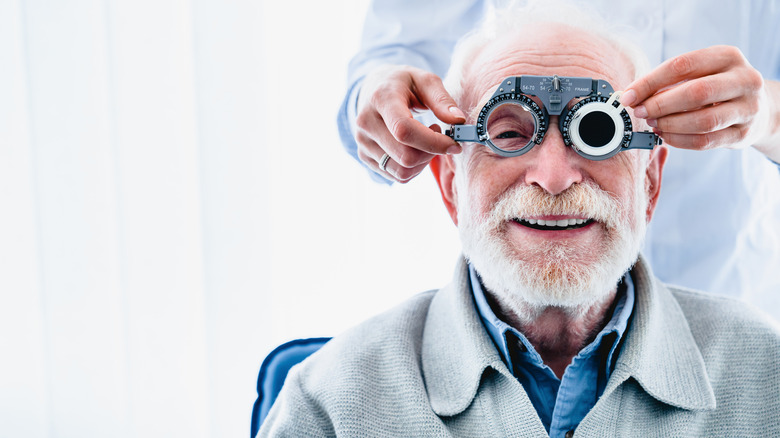 Man receiving eye exam