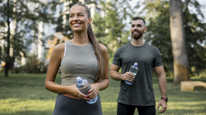 Couple exercising together