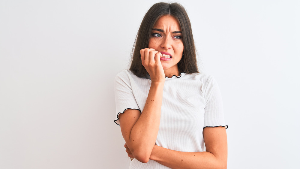 Anxious woman worried