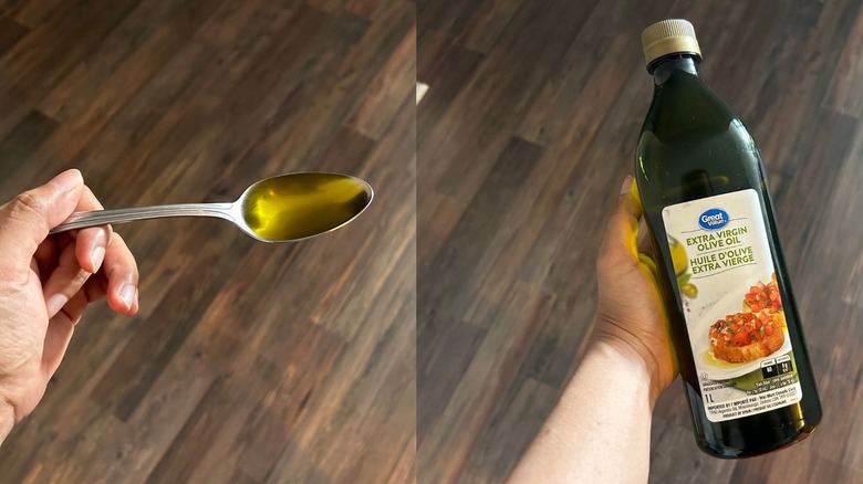 Holding olive oil 