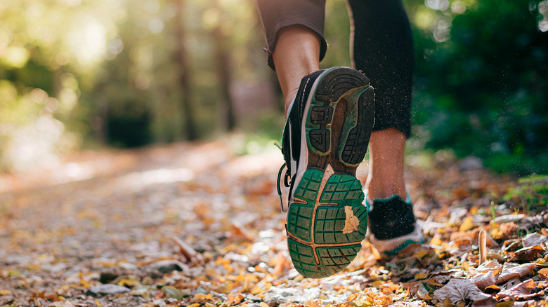 Close-up of legs jogging