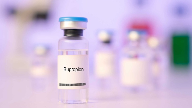Close up vial of liquid bupropion