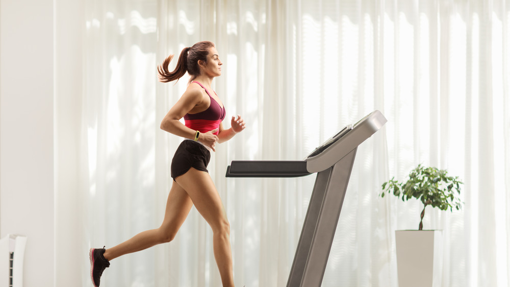 Woman running on treadmill