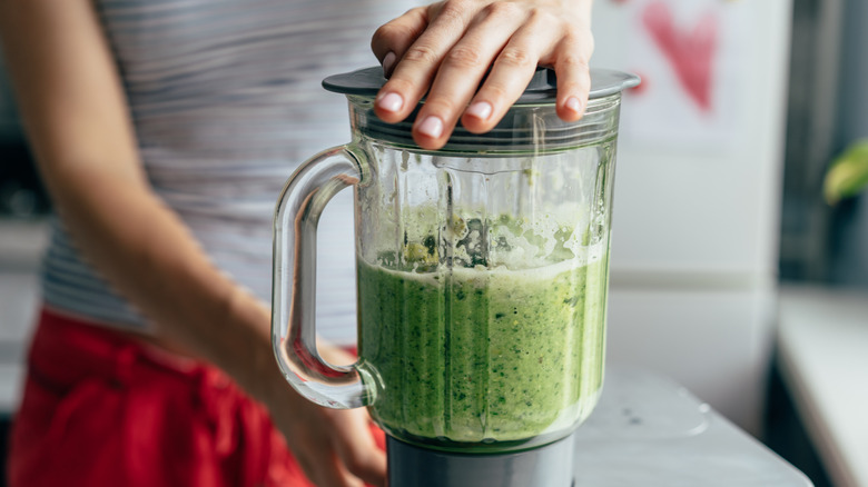 green smoothie in blender