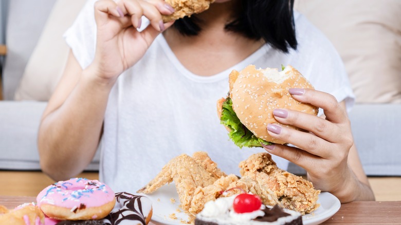 woman eating food