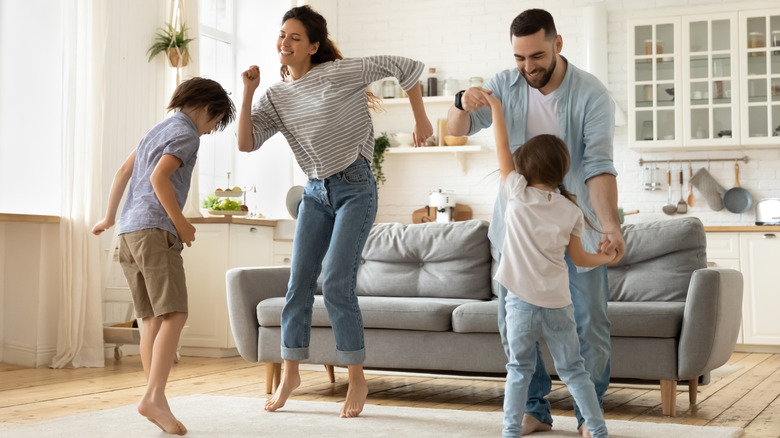 Healthy family dancing
