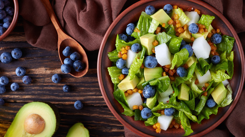 Jicama mixed into a salad