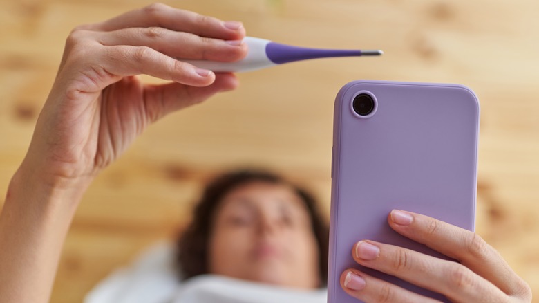 woman taking BBT while in bed