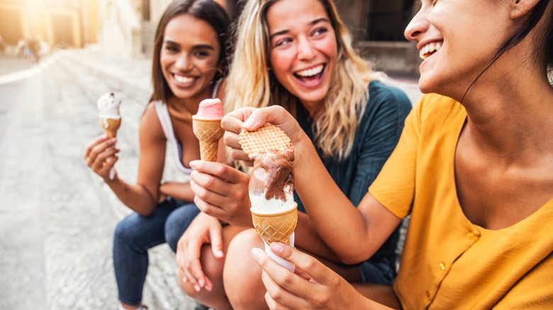 Women eating ice cream